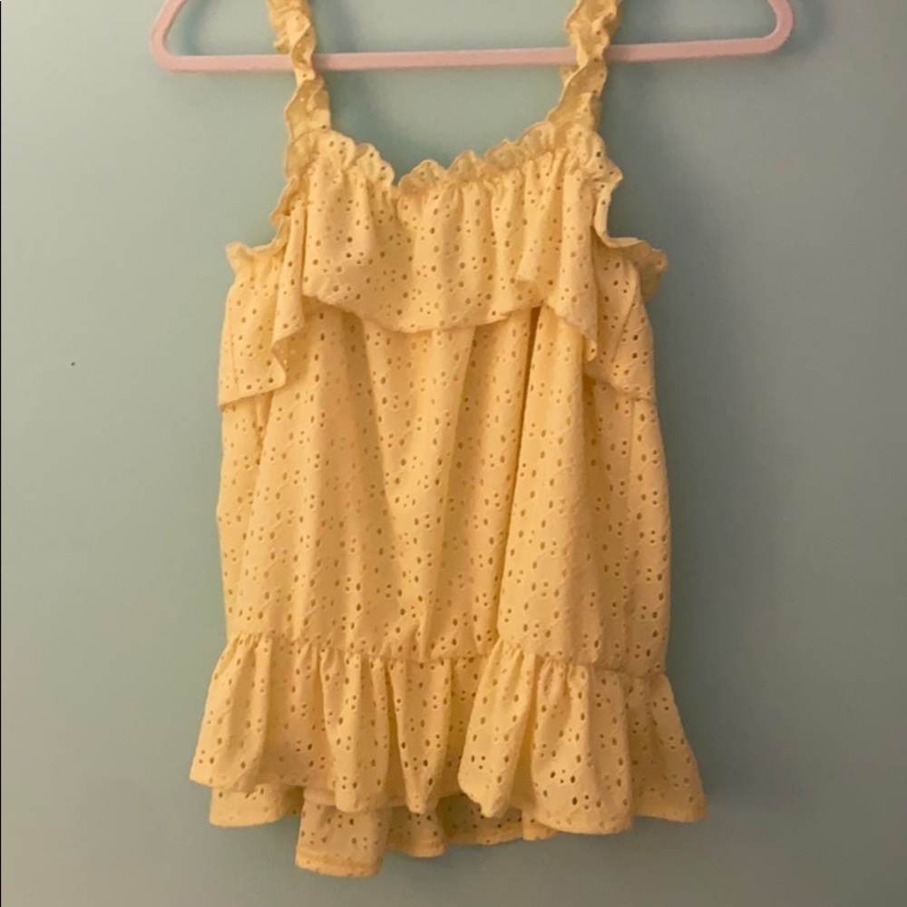 Yellow Lace Eyelet Blouse by Peach Love California